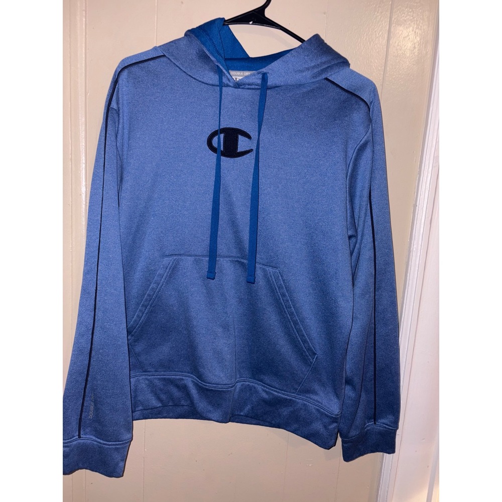 Champion Powertrain Double Dry Blue Heathered Mesh Lined Hoodie Sweatshirt Small